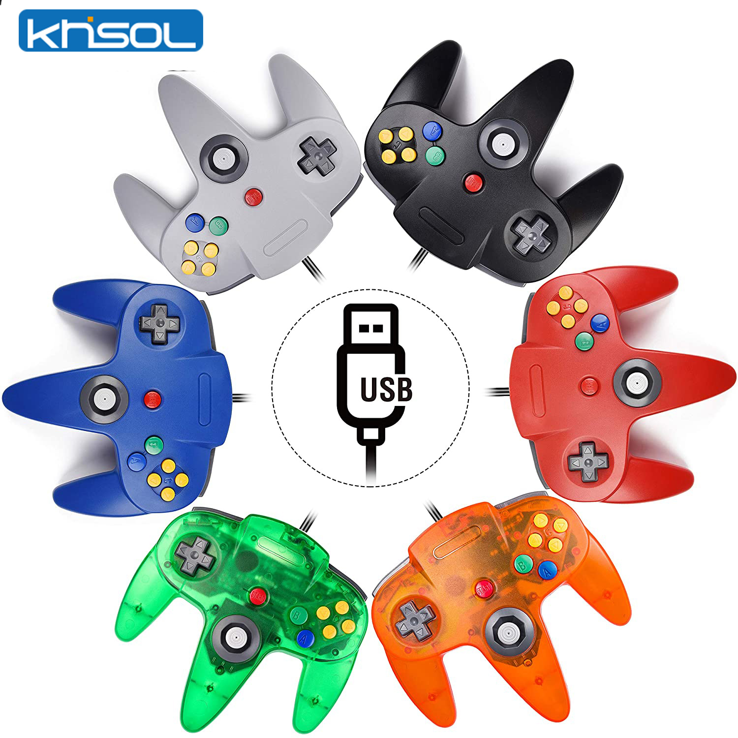Retro Gaming Tablet - N64 컨트롤러 클래식 USB 유선 원격